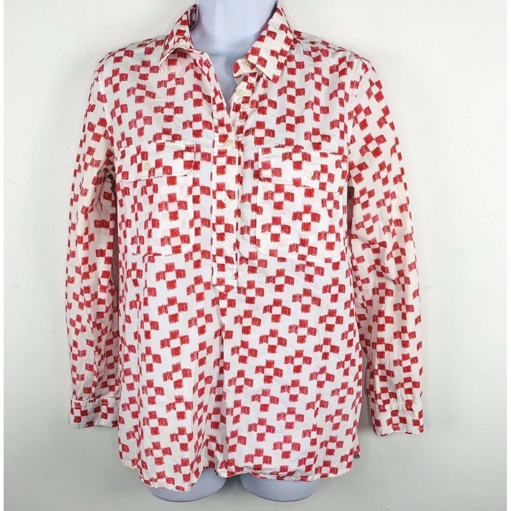Madewell Red and White Checkered Blouse Tunic